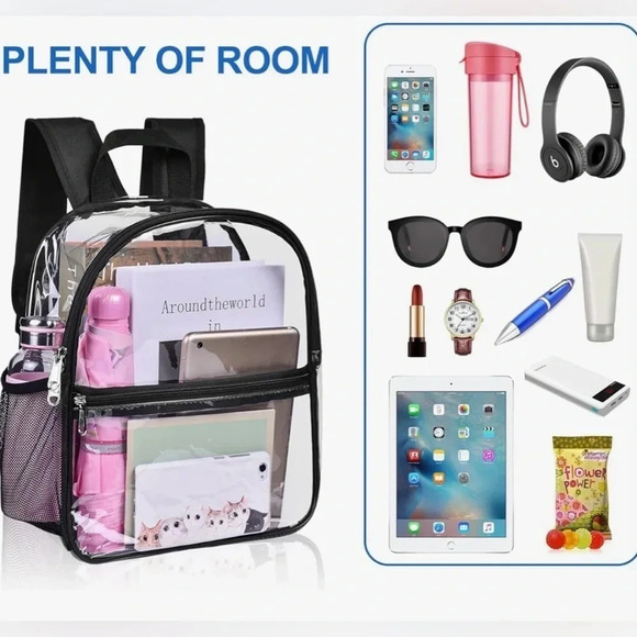 NEW Clear Backpack Stadium Approved 12×10.5x6” with Reinforced and Wider Bottom - Picture 10 of 12